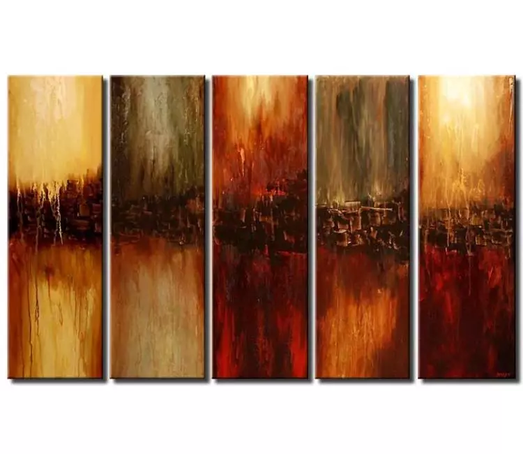 abstract painting - big multi panel abstract painting on canvas original large neutral modern wall art