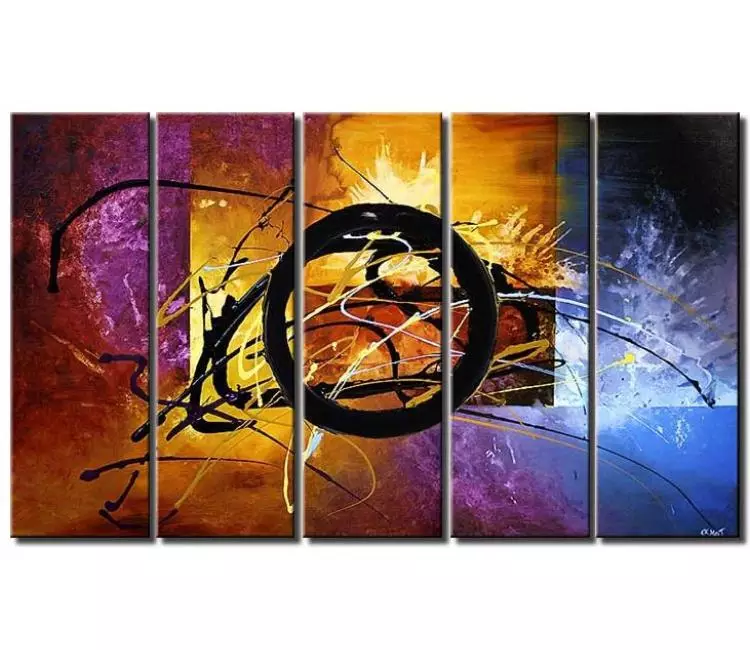 abstract painting - big multi panel abstract painting on canvas original large colorful modern wall art
