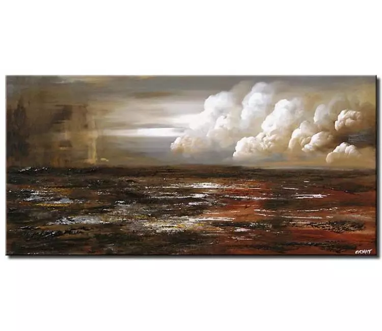 landscape paintings - modern abstract landscape painting on canvas for living room in earth tone colors