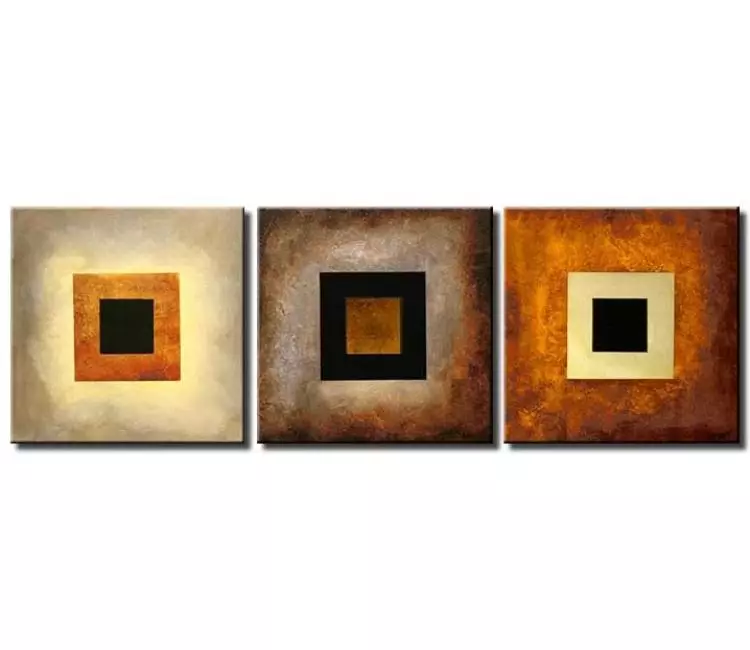 abstract painting - triptych modern abstract painting in neutral colors orange beige grey geometric wall art