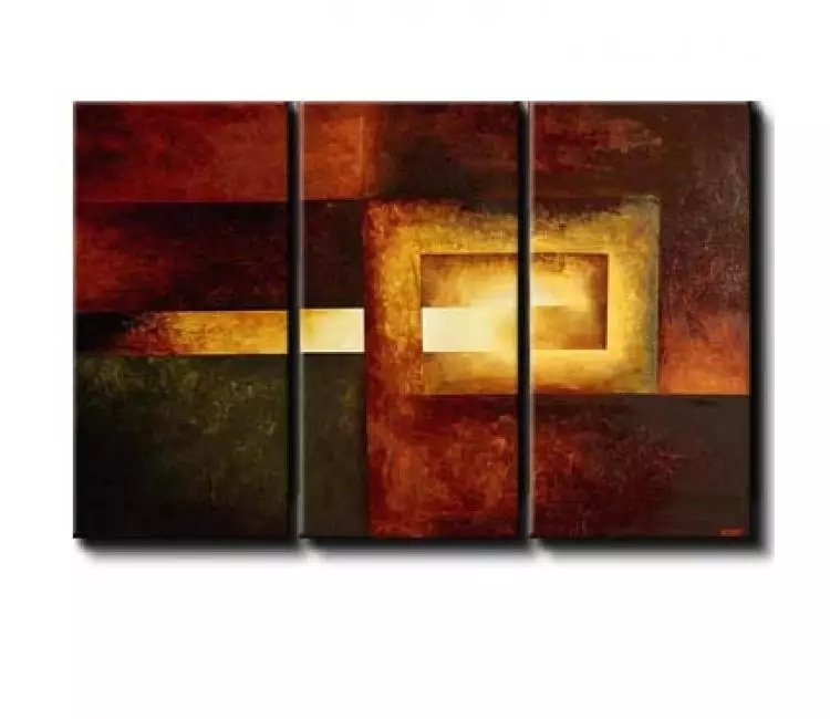 geometric painting - rust abstract painting on canvas original geometric red modern big wall art for office and living room