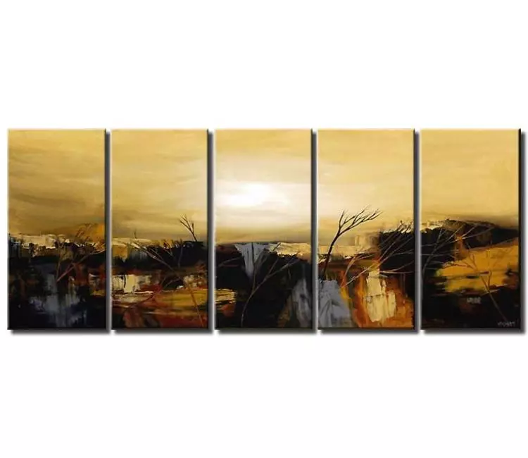 landscape paintings - multi panel large neutral abstract landscape painting on canvas modern big painting