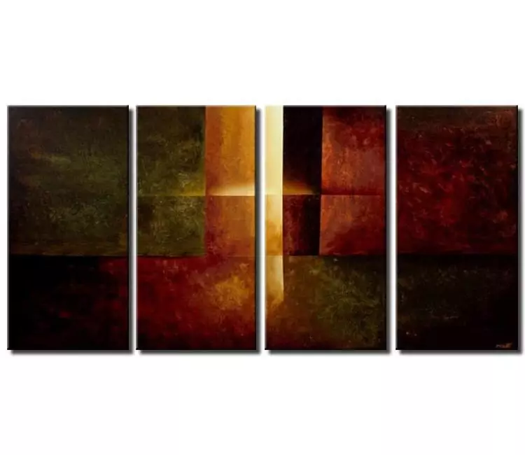 fire painting - big modern abstract painting on canvas original large geometric beautiful earth tone colors wall art
