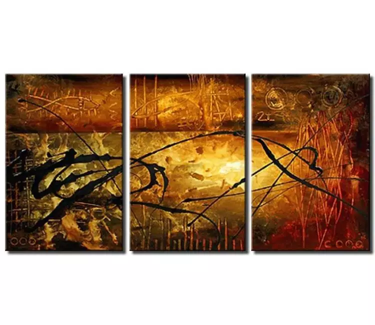 abstract painting - modern orange rust abstract painting on canvas big wall art for living room