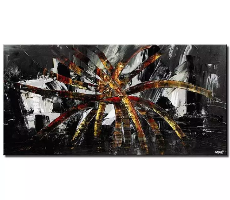 abstract painting - modern black abstract art on canvas original textured painting for living room