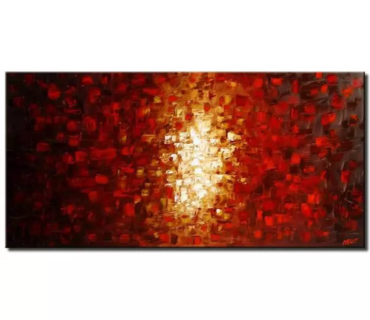 fire painting - original red abstract painting on canvas modern textured wall art for living room