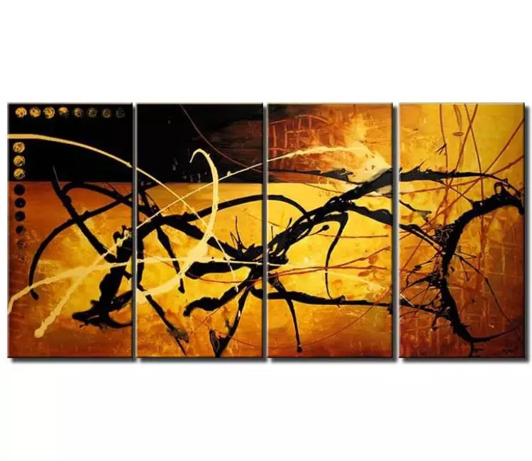 abstract painting - yellow black big modern abstract painting on canvas large original textured living room wall art