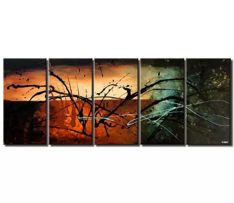 abstract painting - modern abstract art on canvas big large canvas art for living room teal rust colors