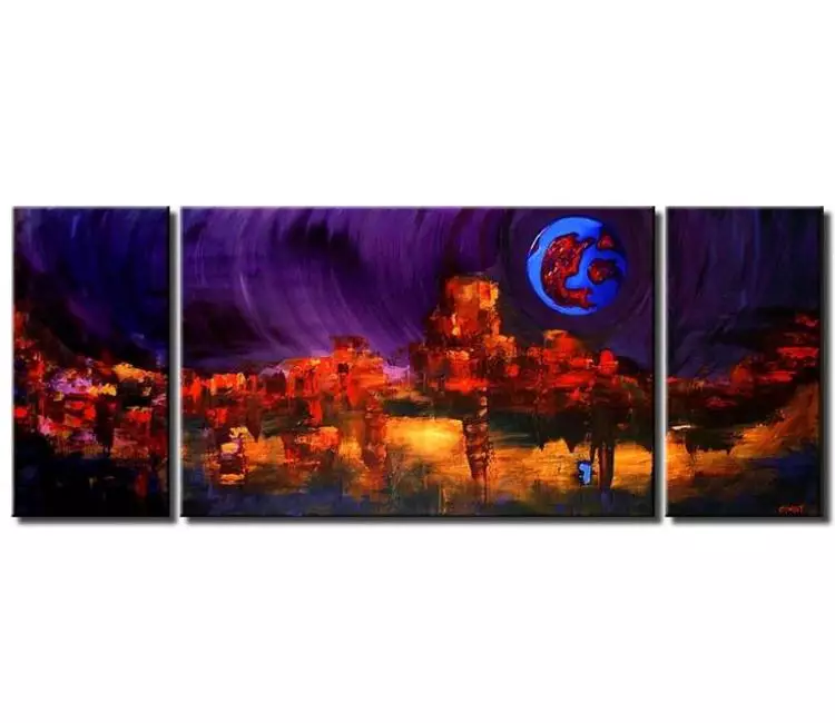 cosmos painting - big modern purple abstract painting on canvas large beautiful wall art
