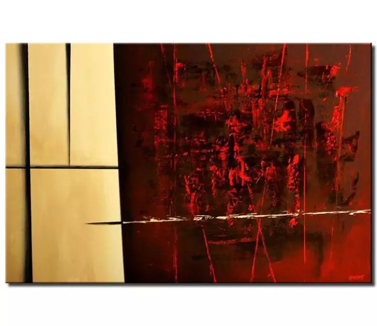 abstract painting - geometric abstract painting on canvas modern original  simple red painting