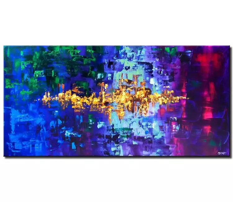 abstract painting - original abstract painting textured canvas art purple blue  green modern wall art