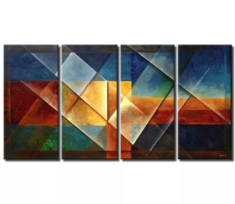 geometric painting - modern geometric big wall art on canvas earth tone abstract art for office and living room