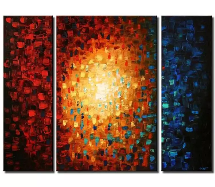 geometric painting - blue red beautiful abstract art painting on canvas original textured modern wall art