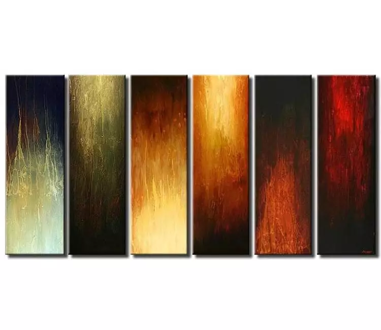 abstract painting - big multi panel abstract painting on contemporary large canvas art in earth tone colors modern wall art