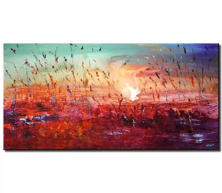 landscape paintings - modern abstract landscape painting on canvas original sunset painting beautiful calming art