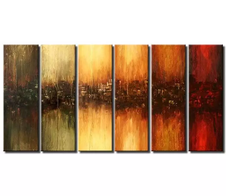 abstract painting - big multi panel abstract painting on large canvas art in earth tone colors modern wall art