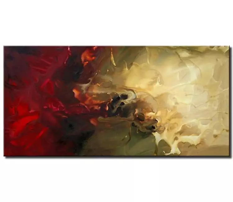 fluid painting - green red modern abstract painting on canvas beautiful wall art for living room