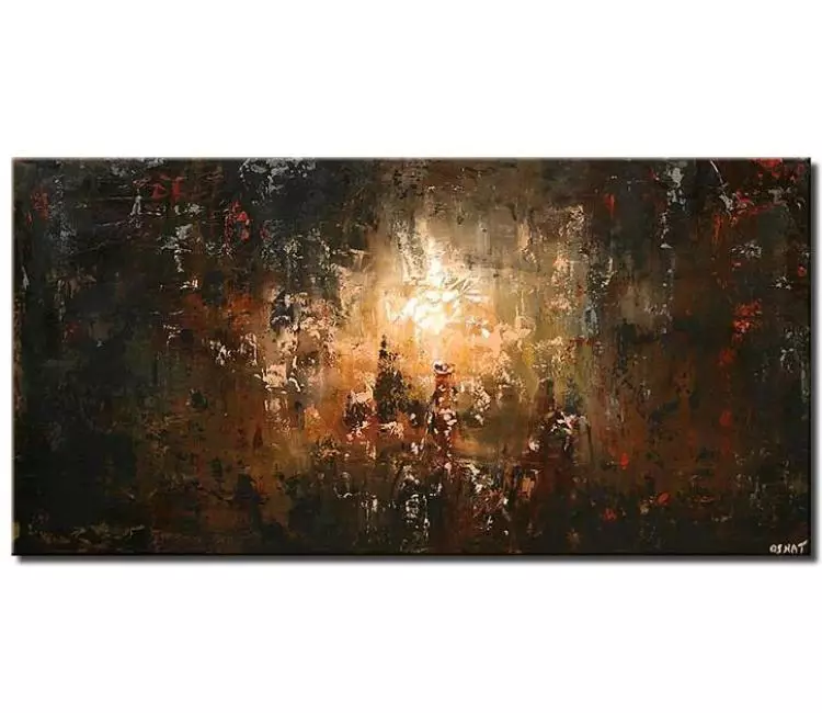 cityscape painting - minimalist brown abstract painting on canvas modern textured earth tone colors art