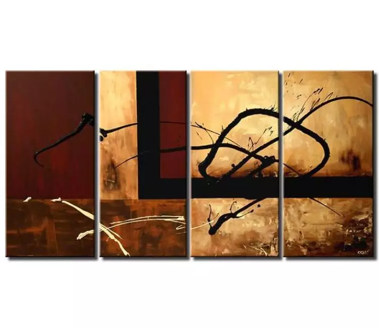 abstract painting - big abstract painting on canvas modern beige red wall art