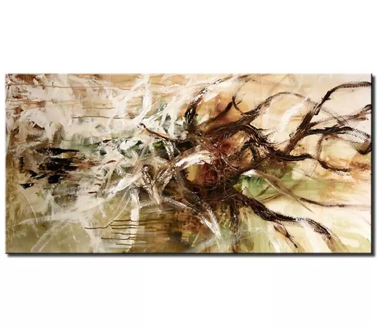 abstract painting - modern abstract painting on canvas white brown wall art for dining room