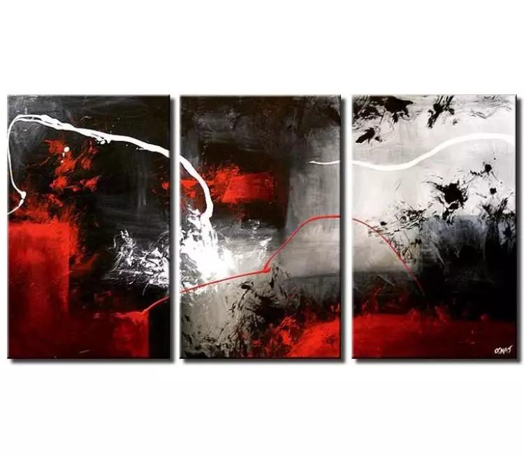 abstract painting - big black white red abstract painting on canvas original large minimalist modern wall art