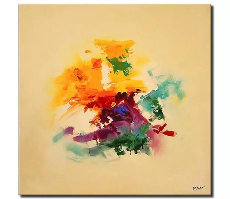 abstract painting - colorful square abstract painting on canvas modern living room wall art