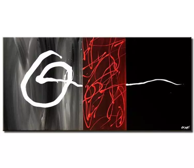 abstract painting - minimalist simple abstract painting on canvas original  textured black white red modern wall art