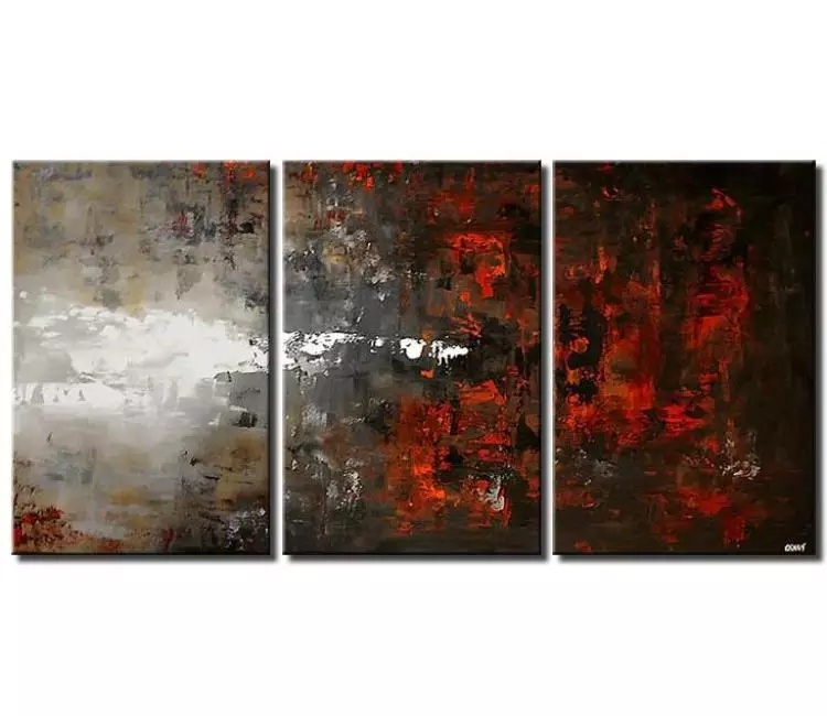 abstract painting - minimalist big abstract painting on canvas textured original grey red white large modern wall art