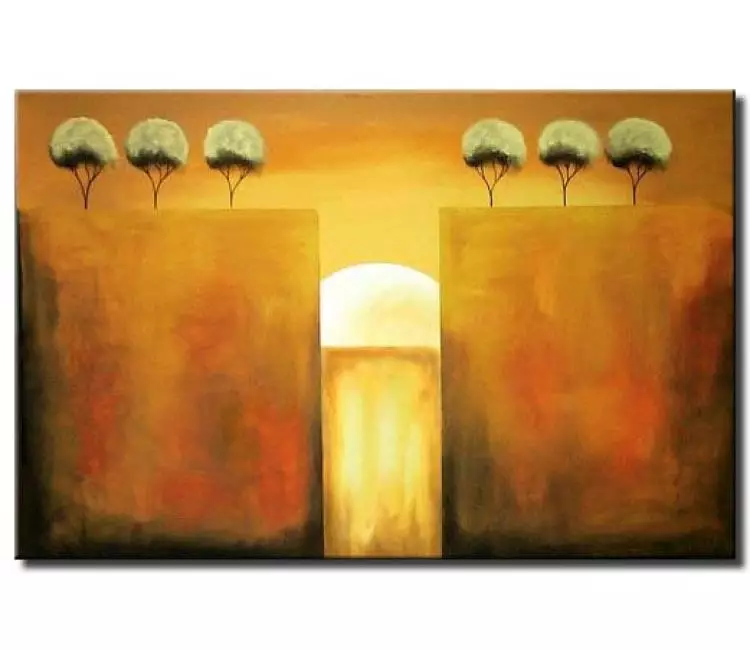 landscape paintings - modern abstract moon painting modern minimalist orange landscape painting n canvas