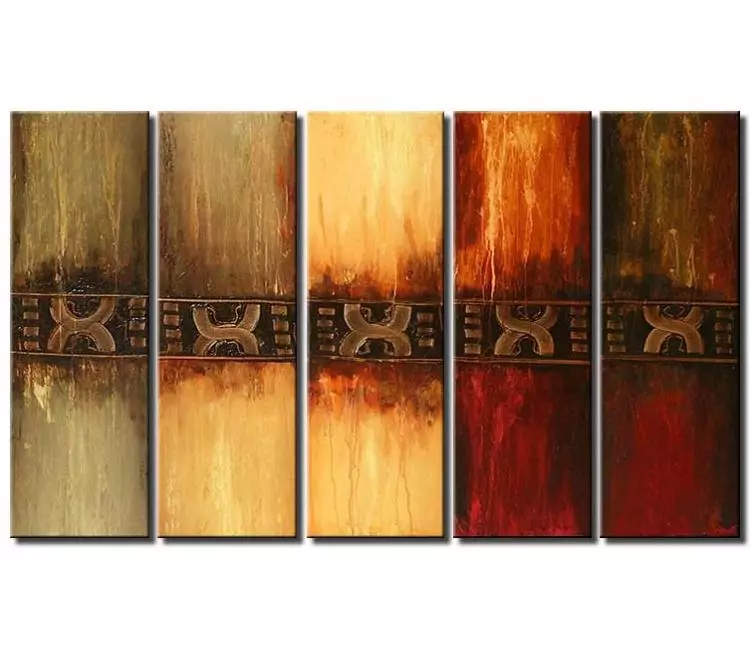 geometric painting - earth tone colors big abstract painting modern canvas art original multi panel painting
