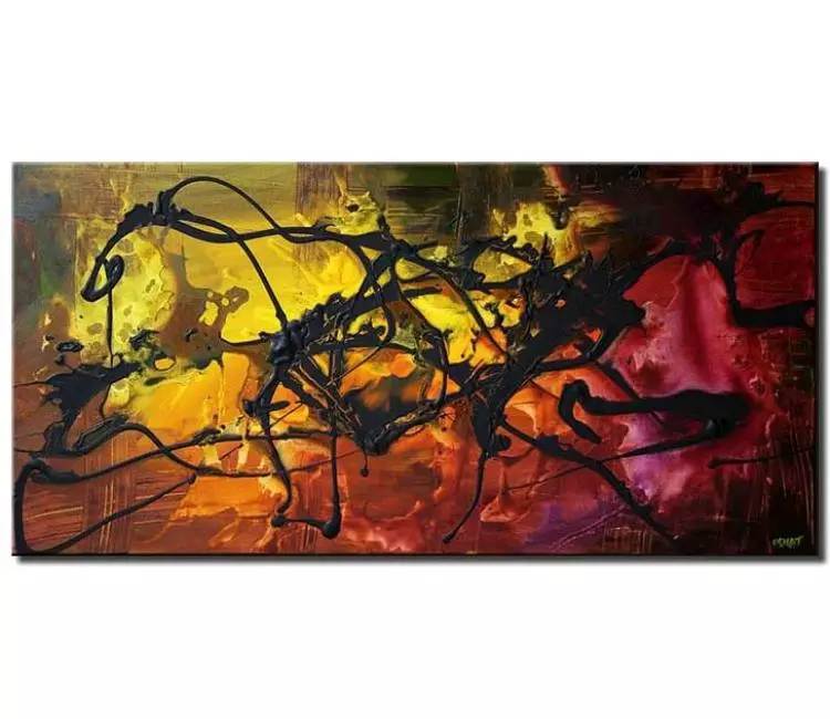 abstract painting - modern canvas abstract painting colorful textured wall art for living room