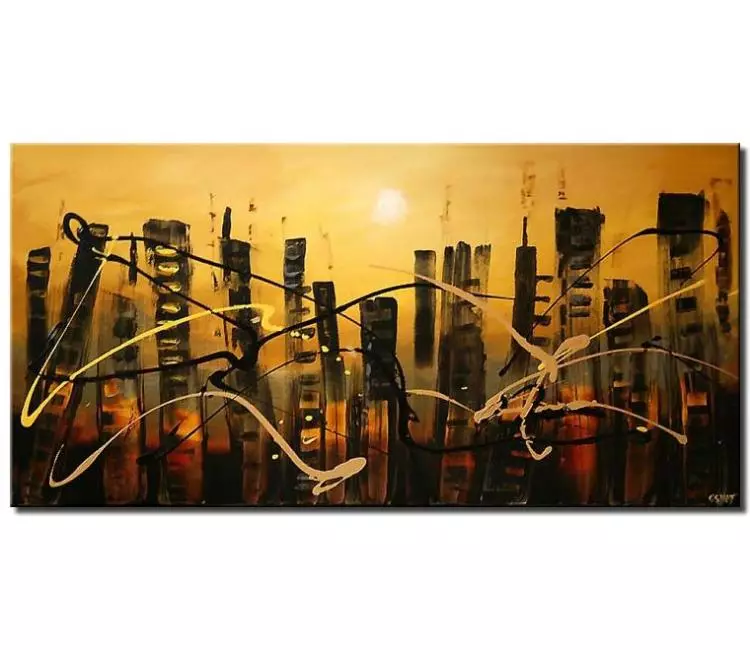 cityscape painting - abstract cityscape painting on canvas original modern textured city art neutral painting for living room