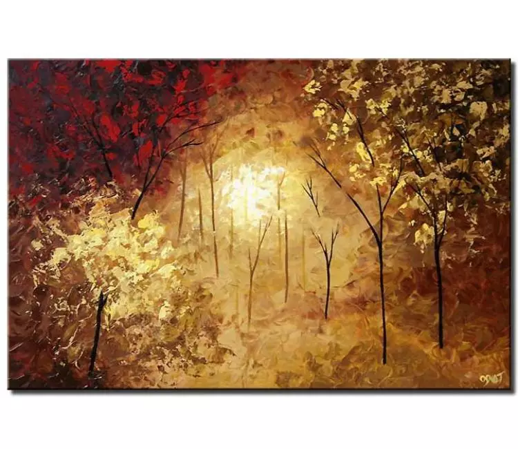 forest painting - modern forest trees painting on canvas original textured Fall painting