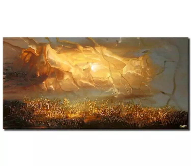 landscape paintings - modern abstract landscape painting on canvas original sunrise art for living room bedroom art