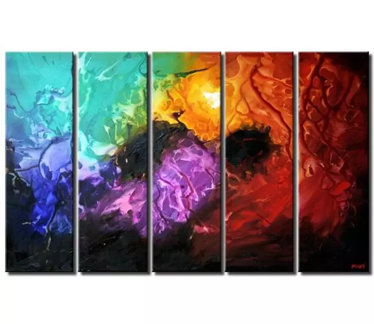 abstract painting - bold colorful multi panel abstract fire decor
