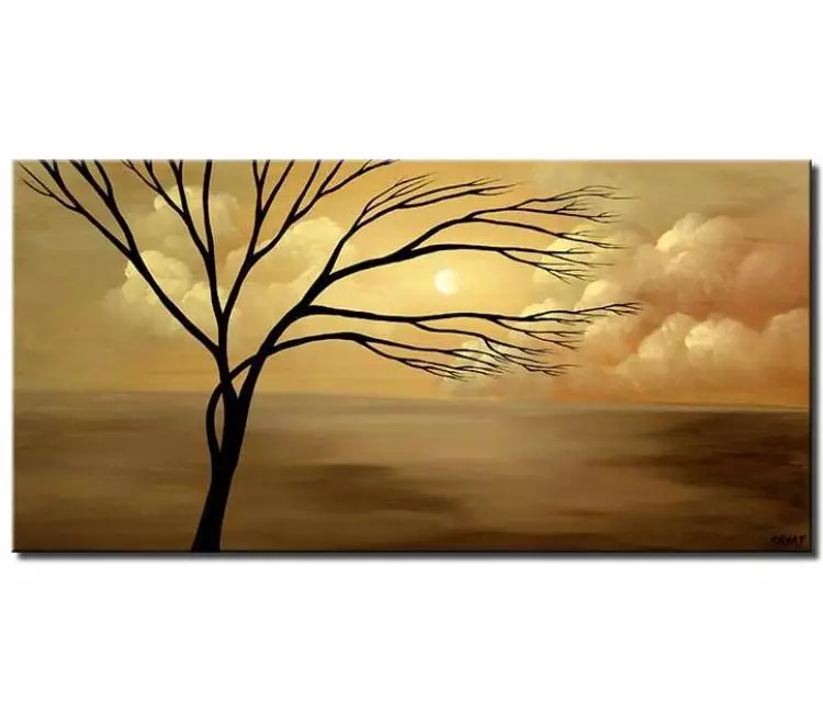 landscape paintings - modern tree painting on canvas neutral landscape painting for living room bedroom art