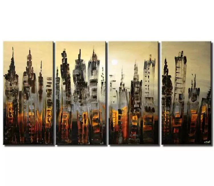 cityscape painting - big neutral modern city painting on canvas large beautiful abstract painting for living room