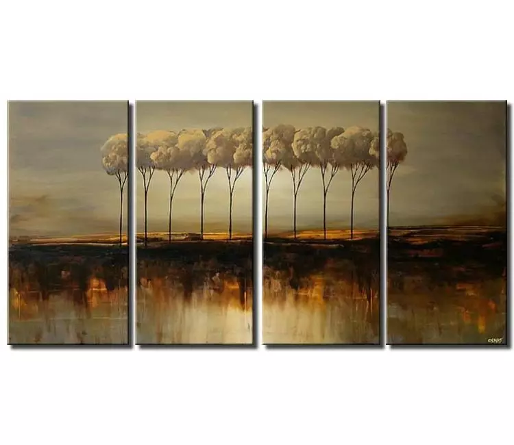 forest painting - big grey abstract landscape trees painting on canvas modern neutral wall art for living room