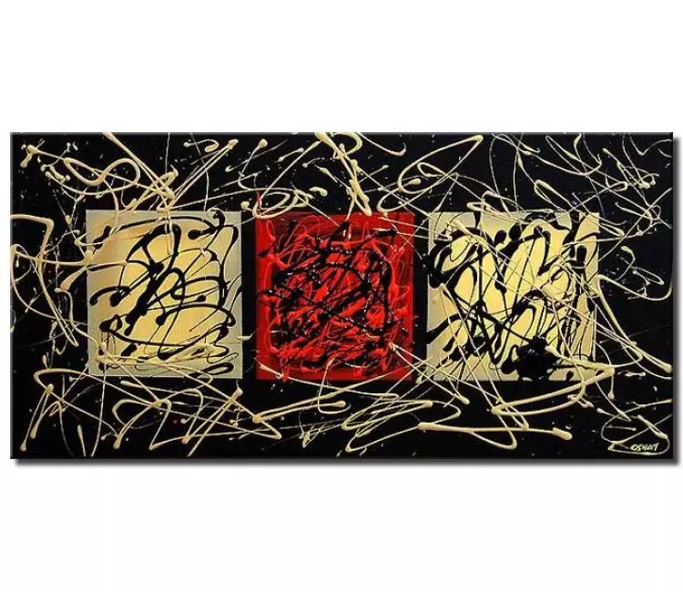abstract painting - black beige red modern abstract painting geometric textured modern wall art on canvas