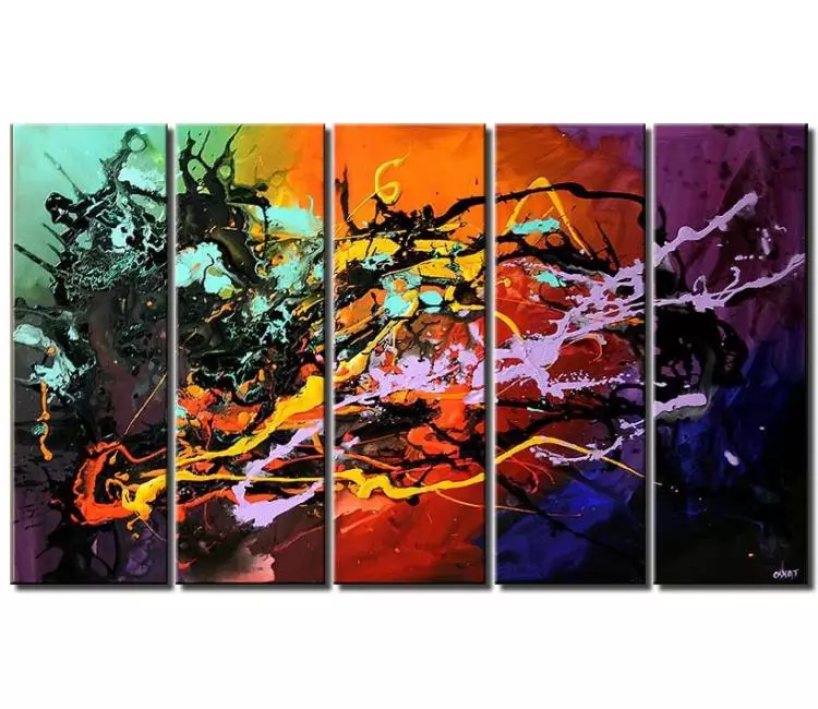 abstract painting - big colorful abstract painting large canvas art modern living room wall art