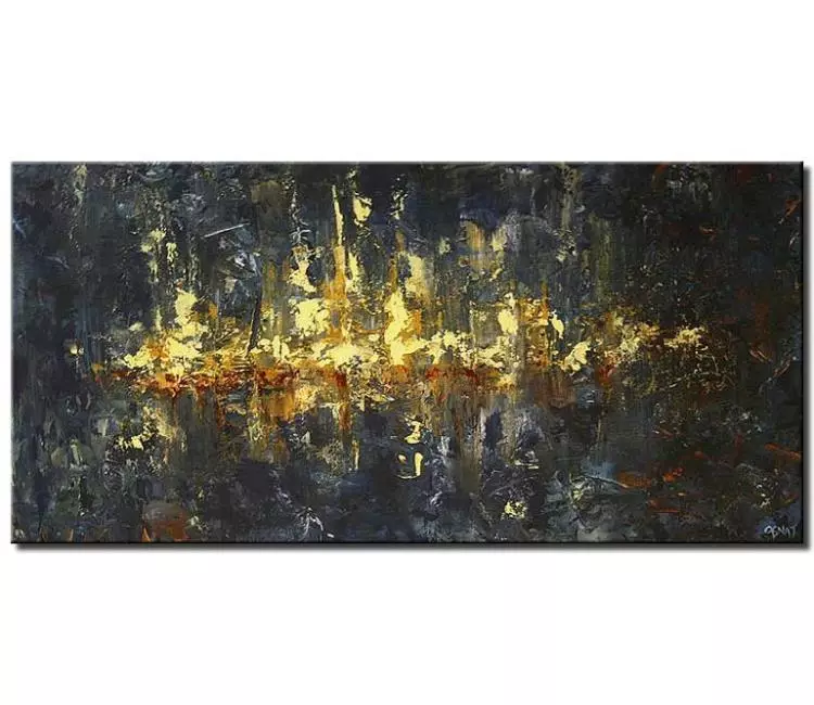 abstract painting - contemporary blue abstract painting on canvas modern textured wall art