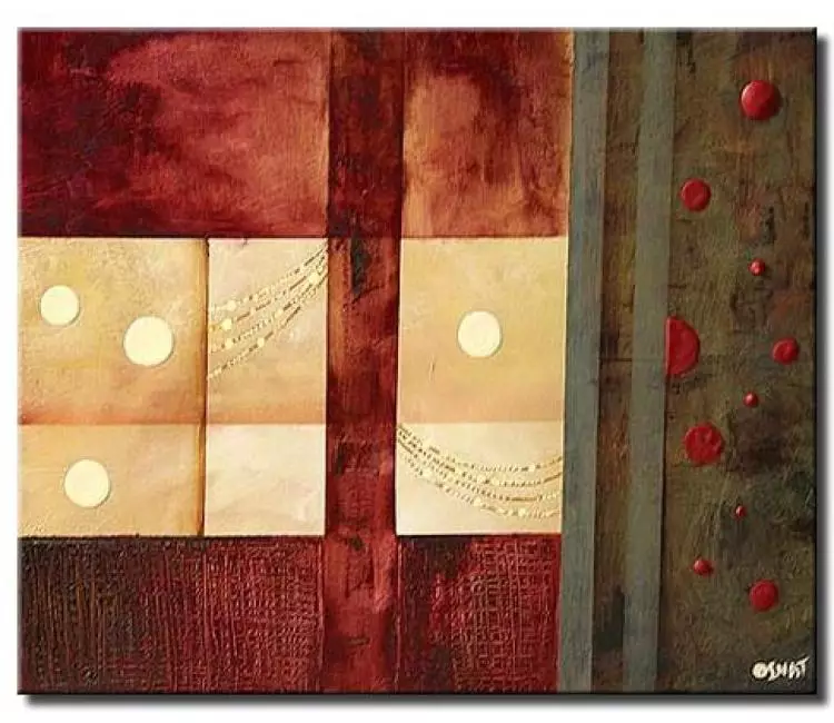abstract painting - geometric red green abstract painting on canvas modern textured earth tone colors art