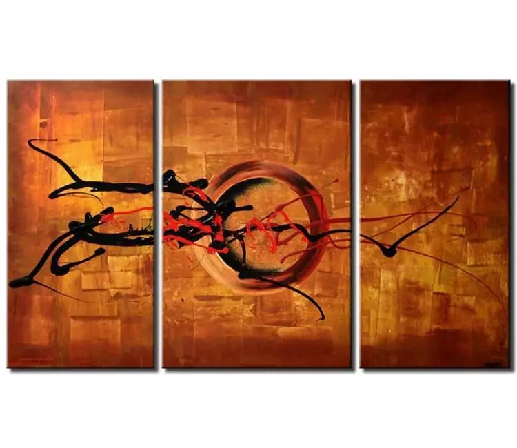abstract painting - big geometric orange abstract painting on canvas large original modern wall art