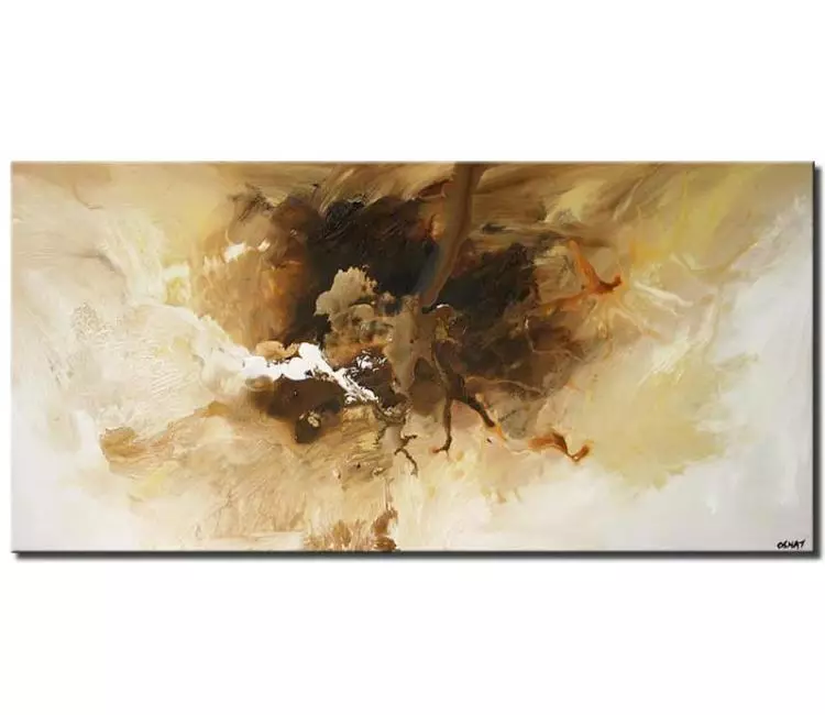 abstract painting - original white brown abstract  painting on canvas beautiful modern wall art for living room
