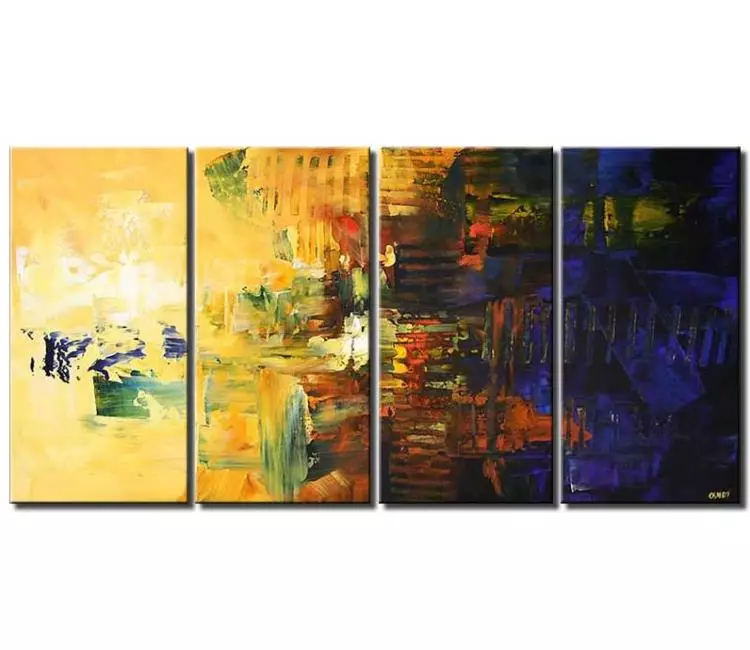 abstract painting - blue yellow modern abstract painting on canvas big beautiful abstract art for living room