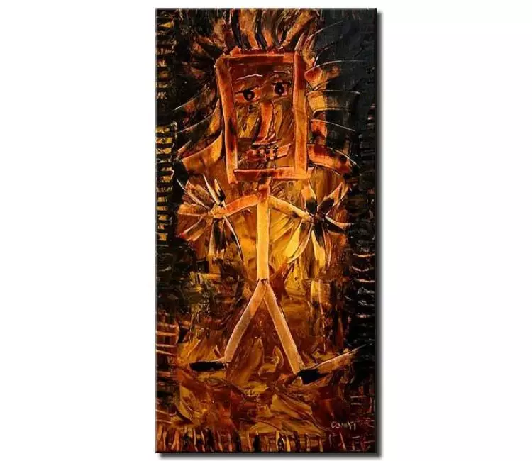 abstract painting - vertical rust abstract painting on canvas modern wall art
