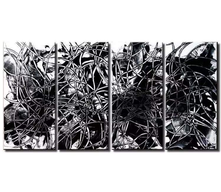 abstract painting - big black white abstract painting on large canvas art minimalist original painting