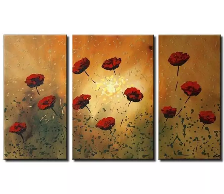 floral painting - modern flowers painting on canvas modern wall art red roses abstract painting
