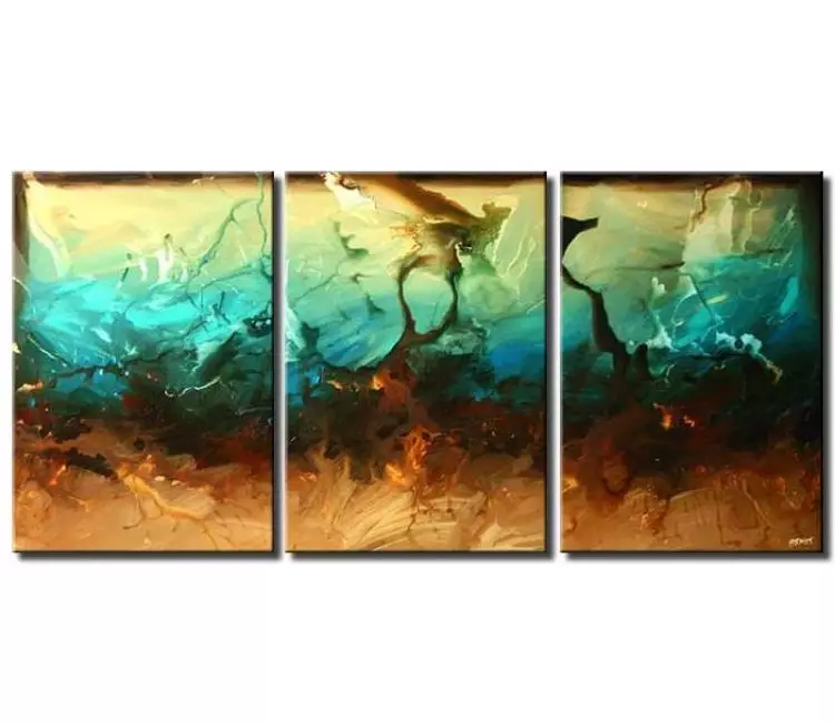 abstract painting - turquoise abstract painting on canvas big large modern wall art for living room