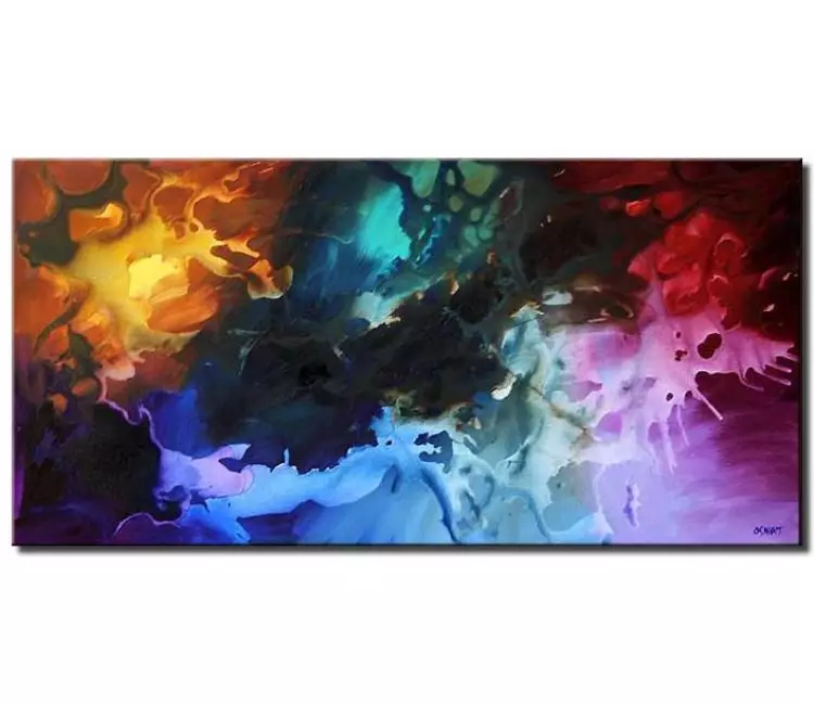 abstract painting - modern colorful abstract painting on canvas original galaxy space art beautiful living room wall art